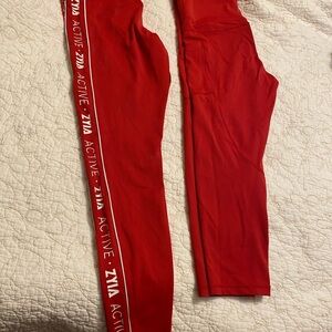 ZYIA Red Leggings with White Stripe